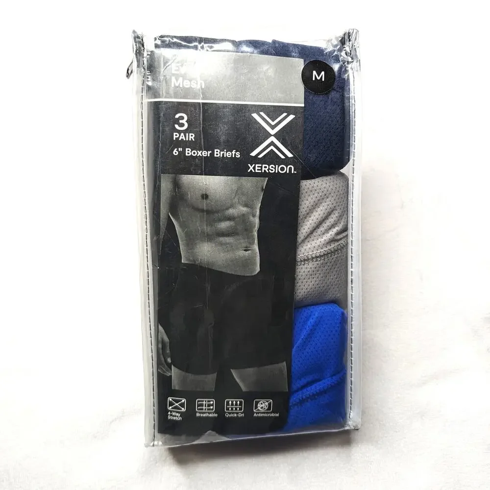 Xersion 3-Pack Boxer Briefs Men's Athletic Mesh Quick Dry Performance Underwear